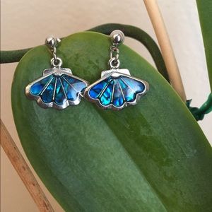 3 for $10! silver blue seashell earrings